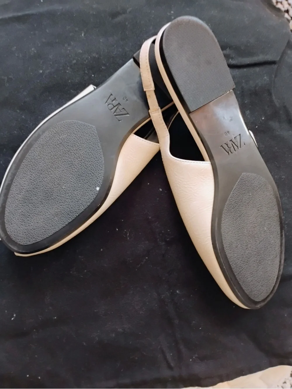 ZARA Cream Slingback Toe-Slit Ballet Flats